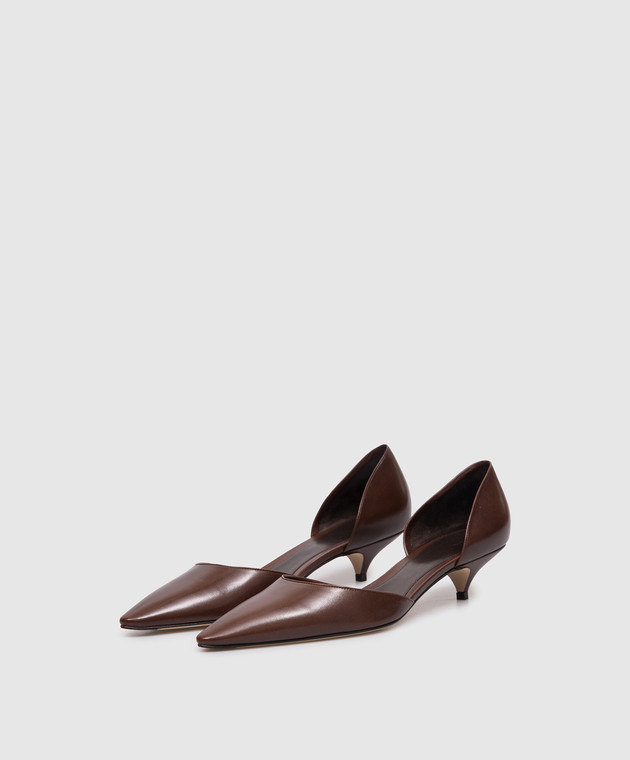 The Row Коричневые кожаные туфли Liisa Kitten D'Orsay F1864SL1 изображение 2