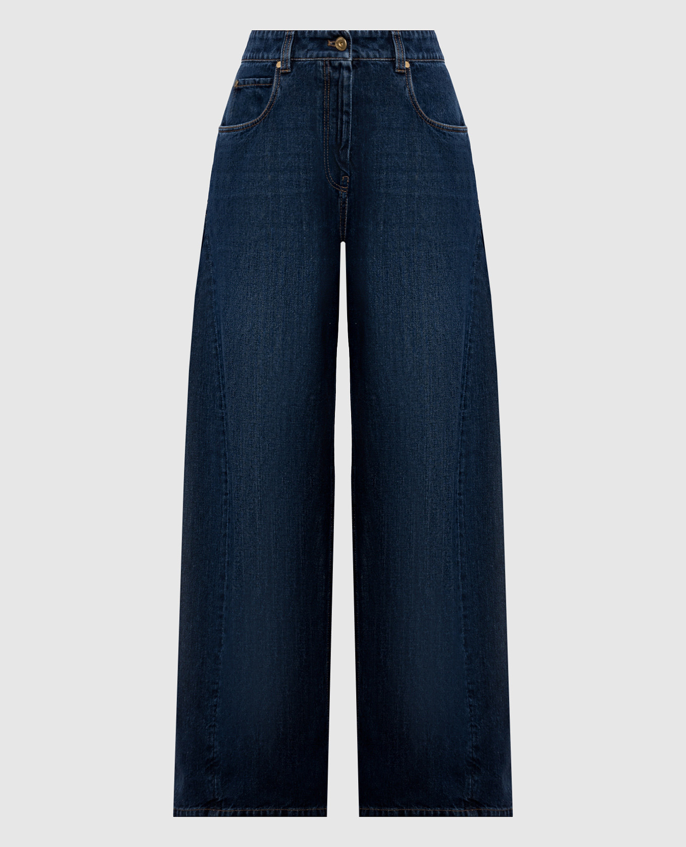 

Синие джинсы с логотип патч, Синий, Широкие джинсы