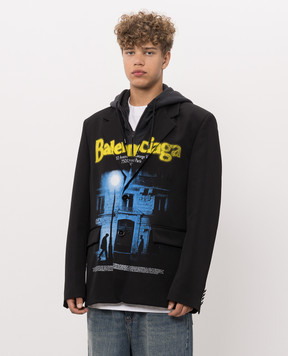Balenciaga Чорний блейзер з вовни подвійної конструкції A001Y3TTT12