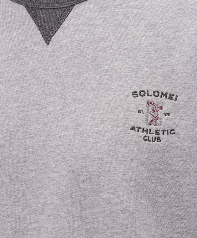 Brunello Cucinelli Серая футболка с брендовой вышивкой MM8263391G изображение 5