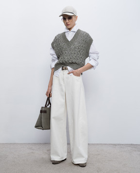 Brunello Cucinelli Жилет кольору хакі з шовком та льоном MEA371112