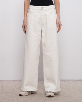 Brunello Cucinelli Джинсы цвета айвори с логотипом патча MPH81P4075