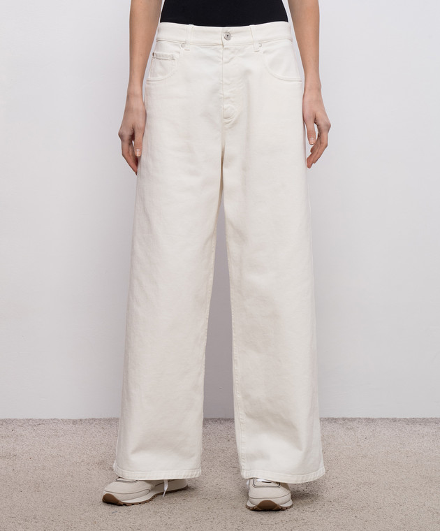 Brunello Cucinelli Джинсы цвета айвори с логотипом патча MPH81P4075 изображение 3