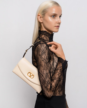 Valentino Кожаная сумка цвета айвори Devain 9W2B0T31ABM