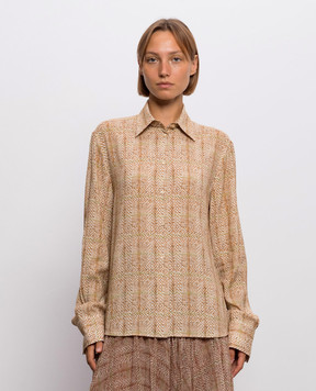 Ermanno Scervino Коричневая блуза из шелка в геометрическом принте D492K399WEK