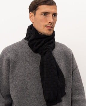 Bottega Veneta Чорний шарф Intrecciato з кашеміру A0056TV77L0