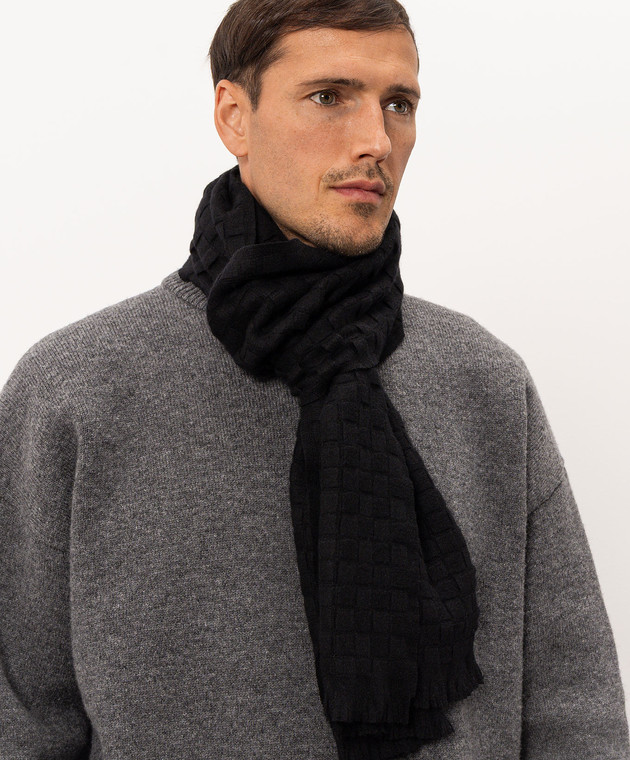 Bottega Veneta Чорний шарф Intrecciato з кашеміру A0056TV77L0 зображення 2