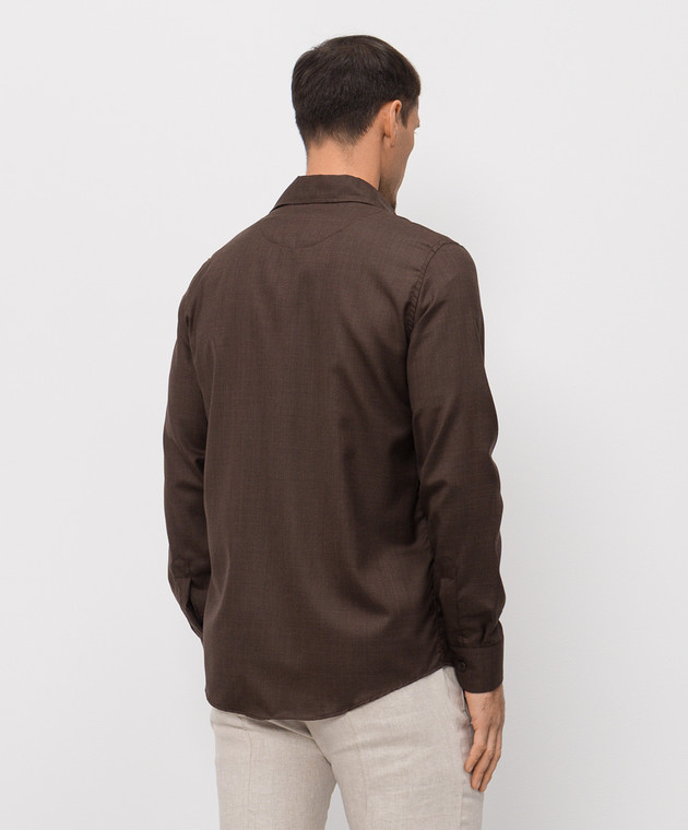 Doriani Cashmere Коричнева сорочка з вовни та шовку DOSLIDR42T196 зображення 4