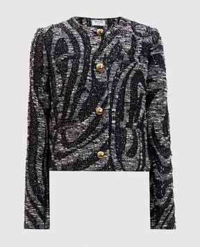 PUCCI Чорний жакет з вовною в брендовий візерунок з паєтками 5URB305U701