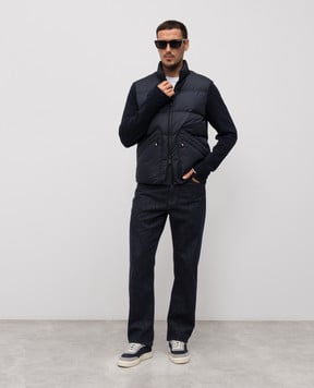 Moncler Grenoble Синяя комбинированная куртка с нашивкой эмблемы K20978G0001480093