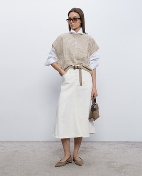 Brunello Cucinelli Бежевий в'язаний топ з льону MDT771010