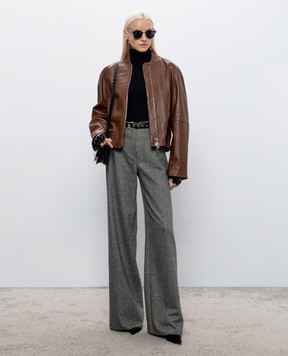 Max Mara Sportmax Коричневий шкіряний бомбер AMOUR SPXAMOUR