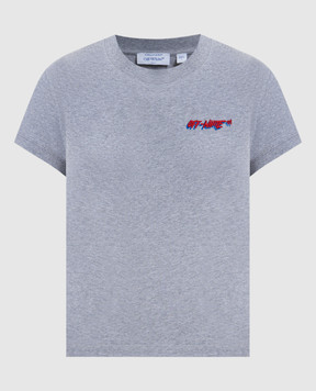 Off-White Сіра меланжева футболка з логотипом 2AA112S26JER002