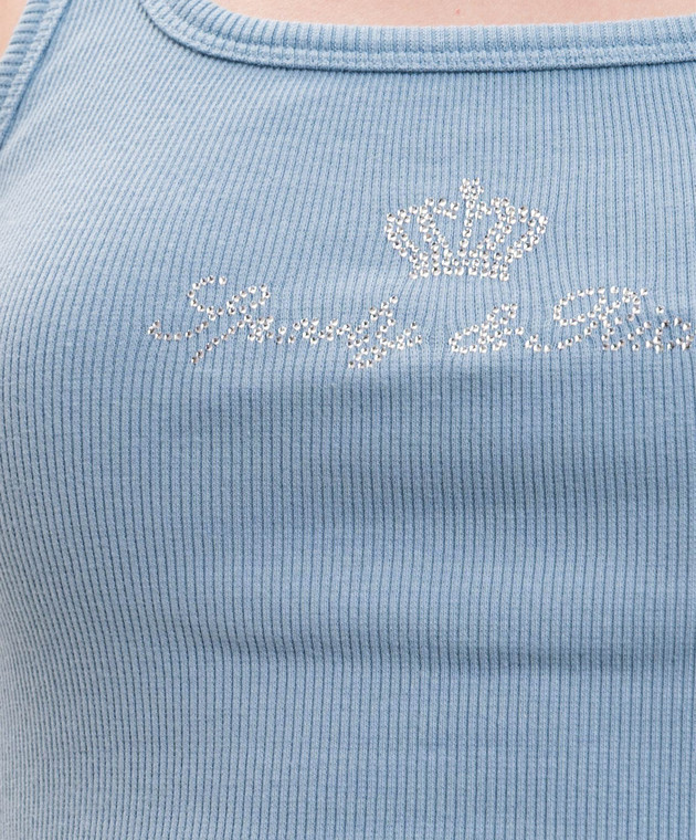 Sporty & Rich Блакитний топ Juicy Crown в рубчик TO116716689BL50 зображення 5
