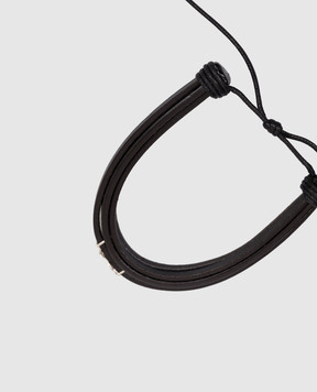 Saint Laurent Черный кожаный браслет Cassandre 820441AAEKE