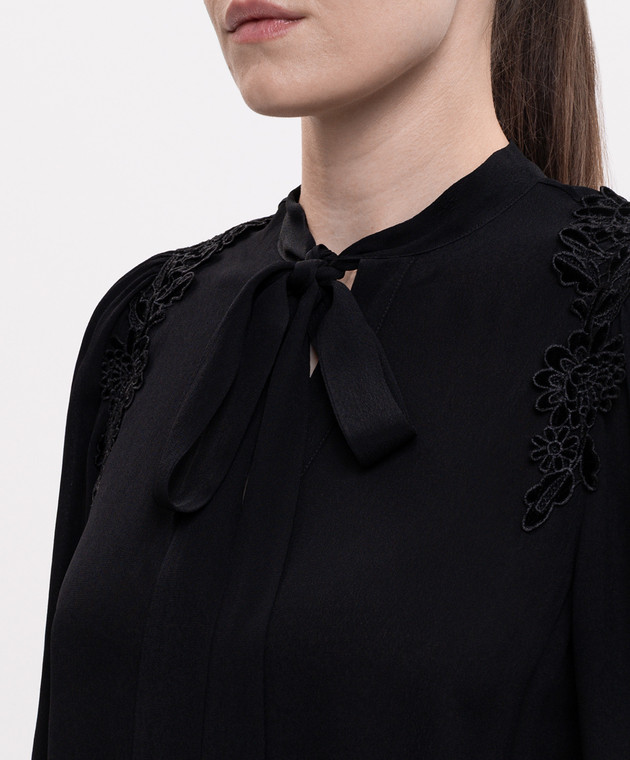 Twinset Черное платье с воротником-аскотом 262TT2460 изображение 5