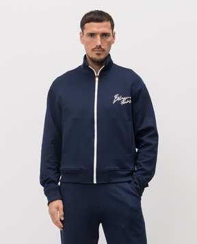 Balmain Синя спортивна куртка з логотипом GH1TFA91BD40