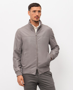 Enrico Mandelli Сіра шкіряна куртка з вишивкою логотипа 3T917A7607