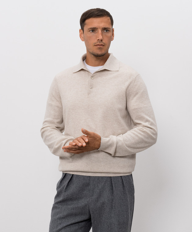 Brunello Cucinelli Поло цвета айвори из кашемира M2200295 изображение 3