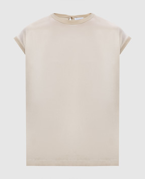 Brunello Cucinelli Бежевый топ из шелка с цепочкой мониль M0C59EH500