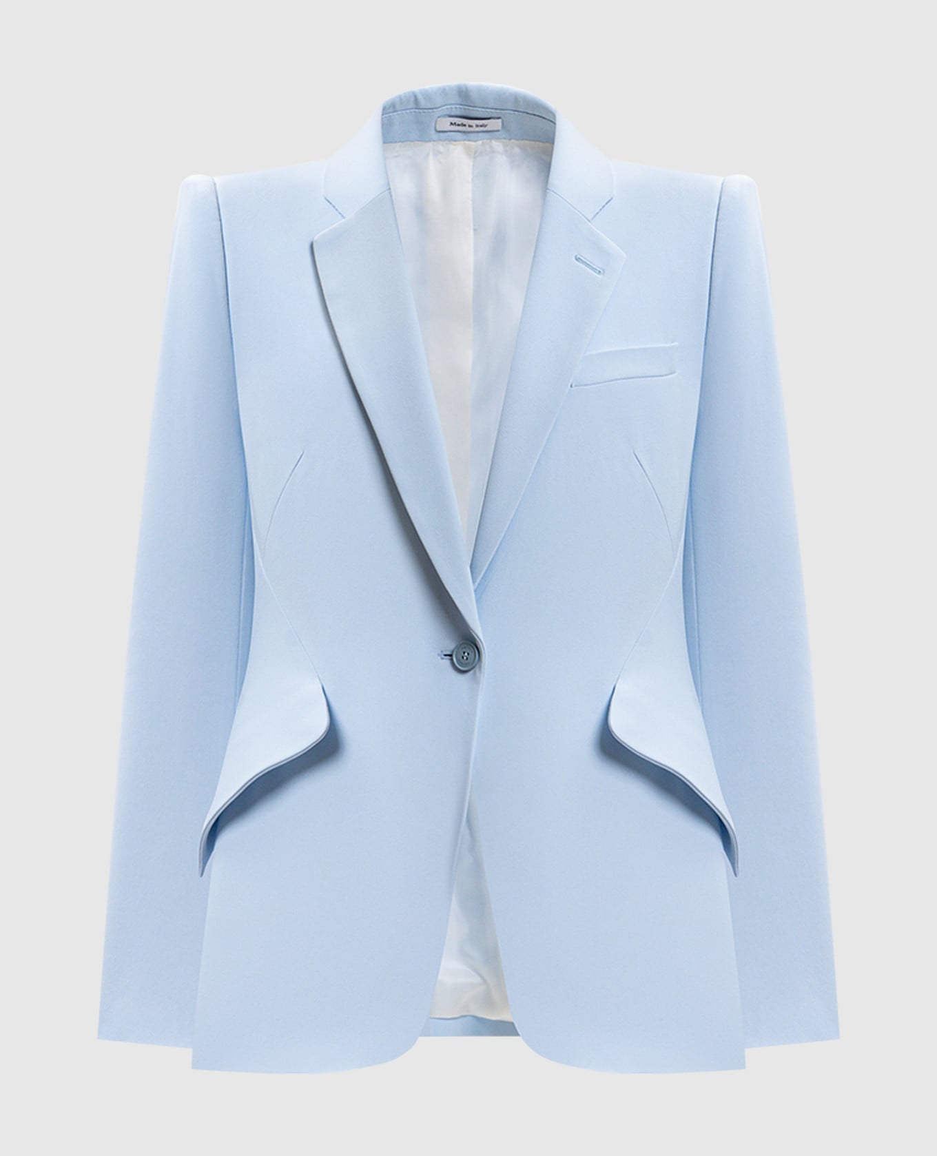 Блакитний жакет з вовни