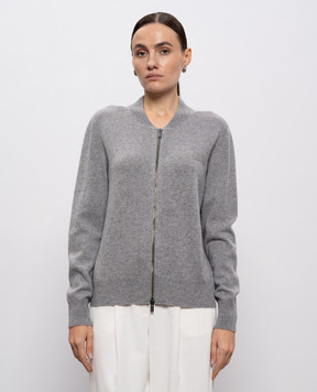 Peserico Сірий меланжевий кардиган з вовни, шовку та кашеміру S99380F129283D