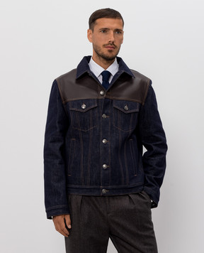 Brunello Cucinelli Синя джинсова комбінована куртка M233P6026