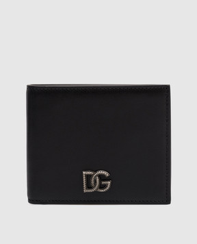 Dolce&Gabbana Чорне шкіряне портмоне з монограмою логотипа BP3102AU994