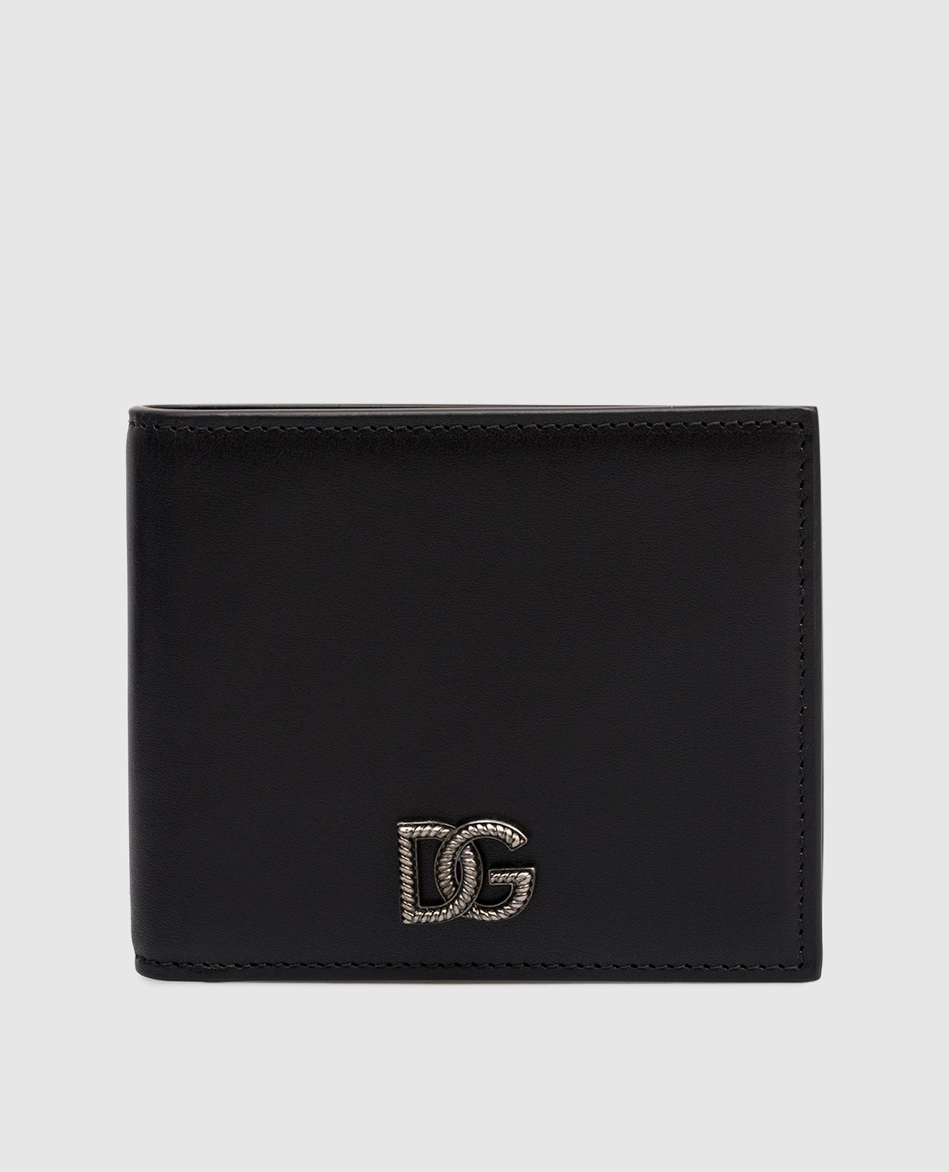 

Черный кожаный портмоне с монограммой логотипа, Портмоне