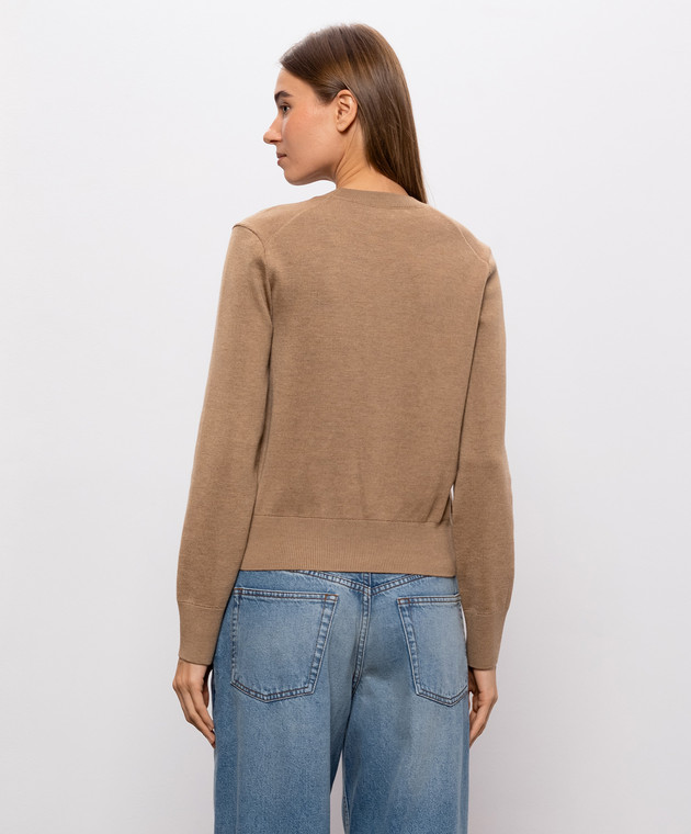Ami Paris Коричневый джемпер из шерсти мериноса FKS826001 изображение 4