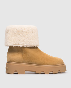 Moncler Коричневі замшеві черевики Aurea Mid на хутрі K209B4F00070M6971