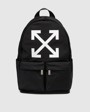 Off-White Чорний рюкзак з принтом емблеми OMNB12BS26FAB001