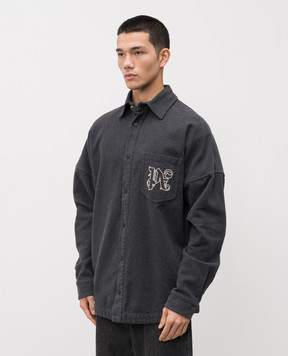 Palm Angels s Серая рубашка с вышивкой монограммы логотипа PMES002E23FAB001