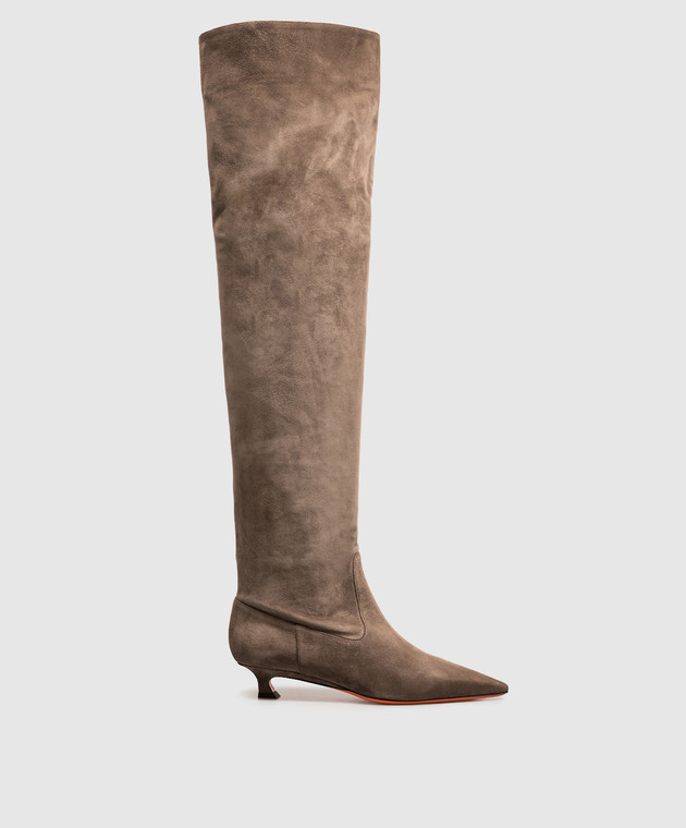 Santoni Коричневі замшеві ботфорти WSTI72408HI2SAEA