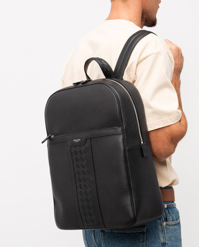 Serapian Чорний шкіряний рюкзак з плетінням SRCMOMLL738431A001