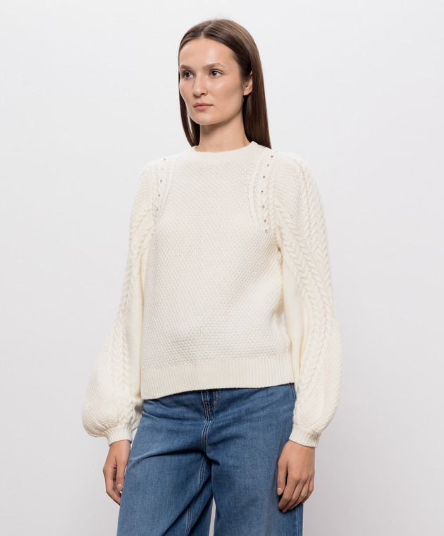 Twinset Свитер цвета айвори с шерстью 262TT3120 изображение 3
