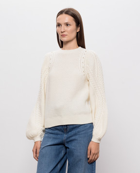 Twinset Свитер цвета айвори с шерстью 262TT3120