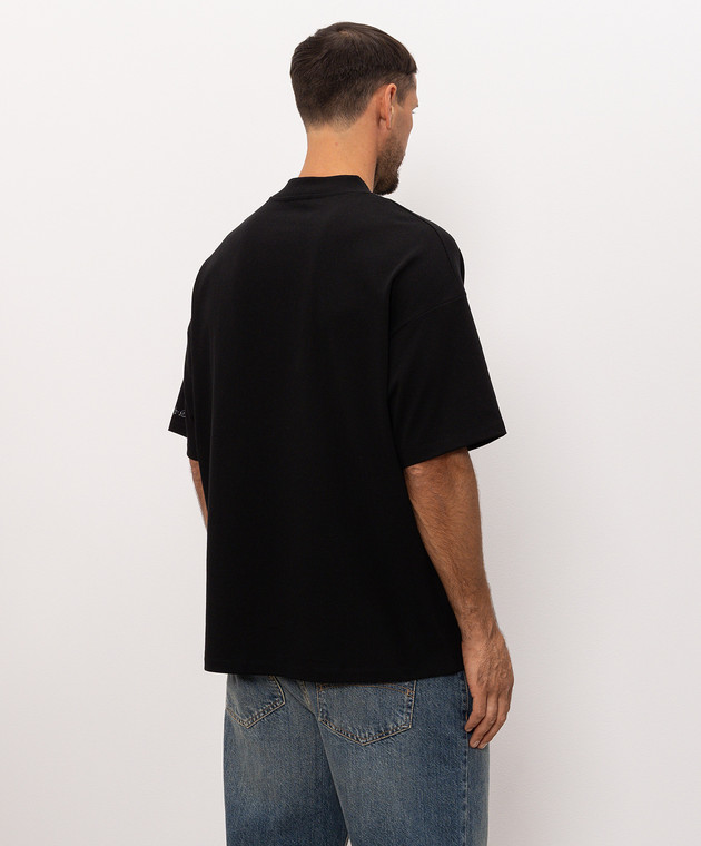 Balmain Черная футболка с цветочным принтом HH1EG230GF62 изображение 4