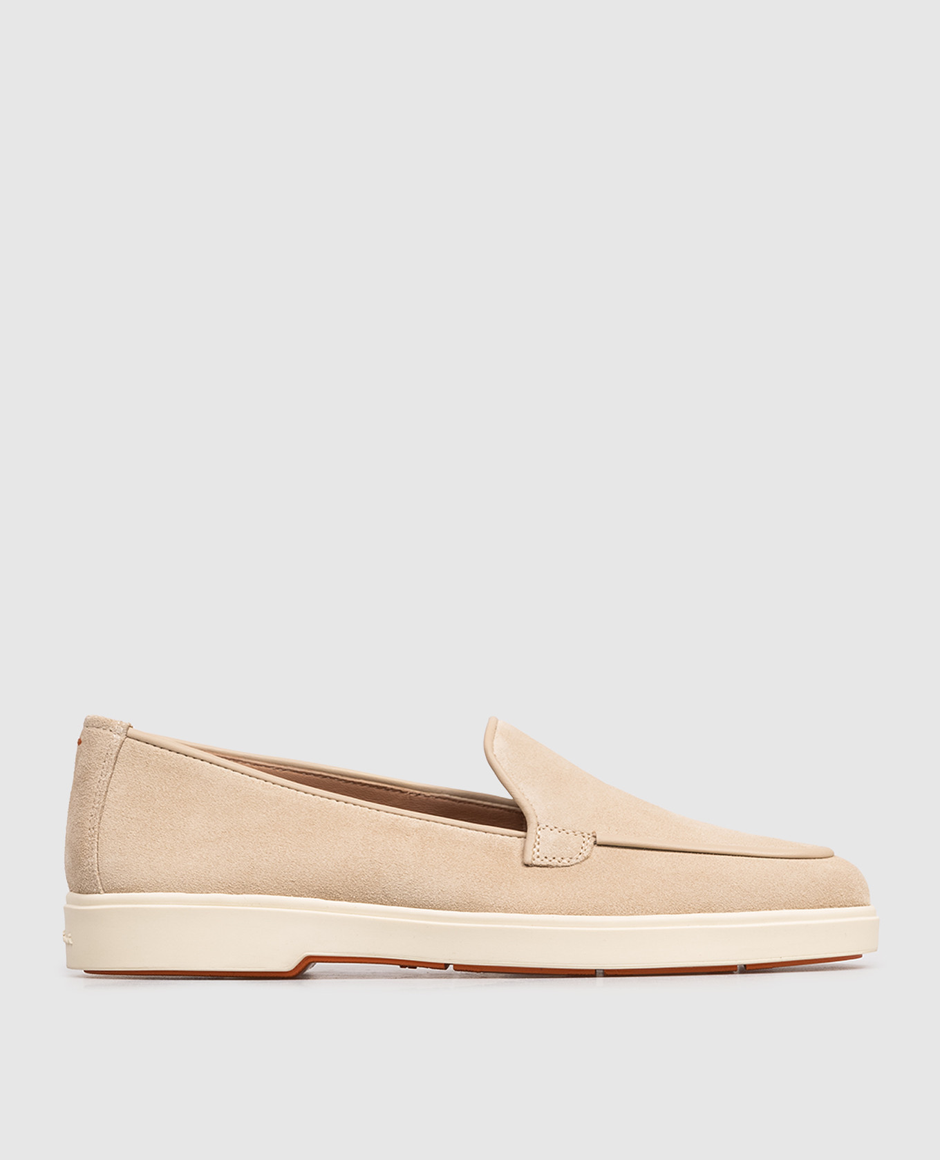 Бежевые замшевые лоферы с фактурным логотипом