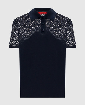 Max & Co Синее поло с ажурной вышивкой MCOLONZA