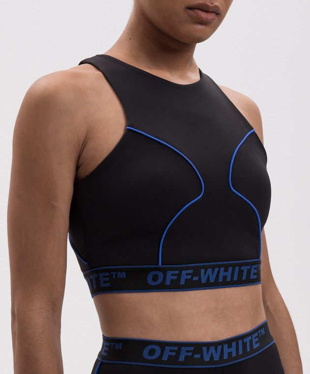 Off-White Чорний топ з візерунком логотипа 2FA00362T зображення 5