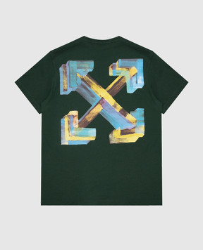 Off-White Дитяча зелена футболка з принтом Arrow Watercolor 44BAA002F26J00A