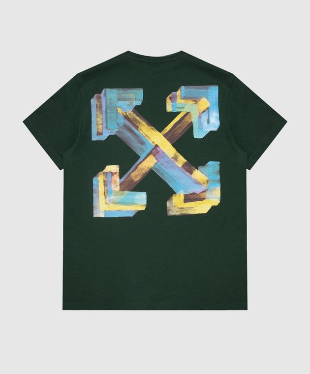 Off-White Детская зеленая футболка с принтом Arrow Watercolor 44BAA002F26J00A изображение 2