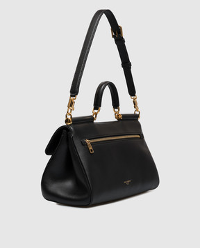 Dolce&Gabbana Черная кожаная сумка-сетчел My Sicily BB7782B7321
