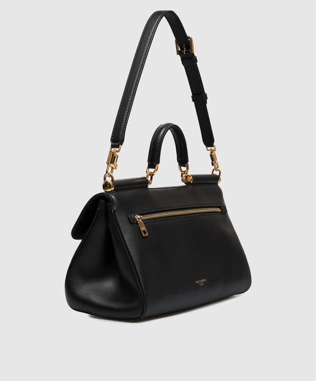 Dolce&Gabbana Черная кожаная сумка-сетчел My Sicily BB7782B7321 изображение 3
