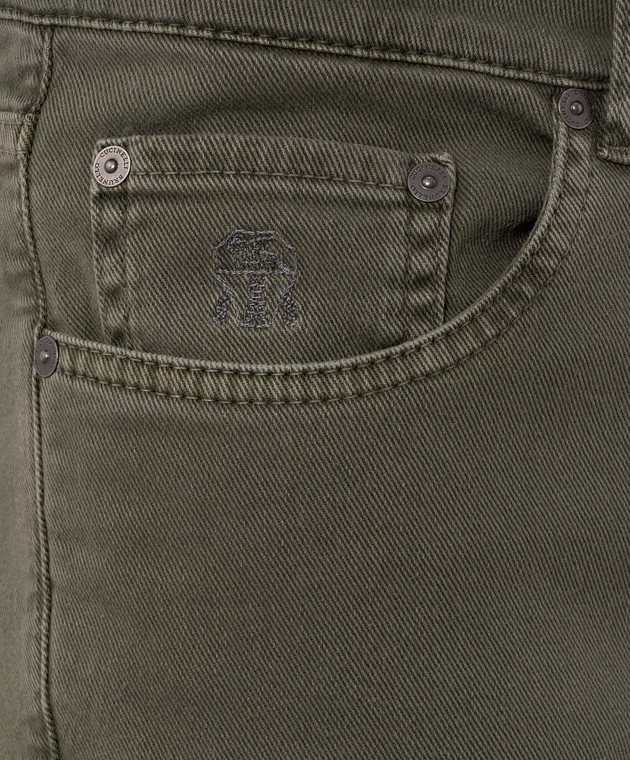 Brunello Cucinelli Джинси кольору хакі з патчем логотипа M277PD3210 зображення 5