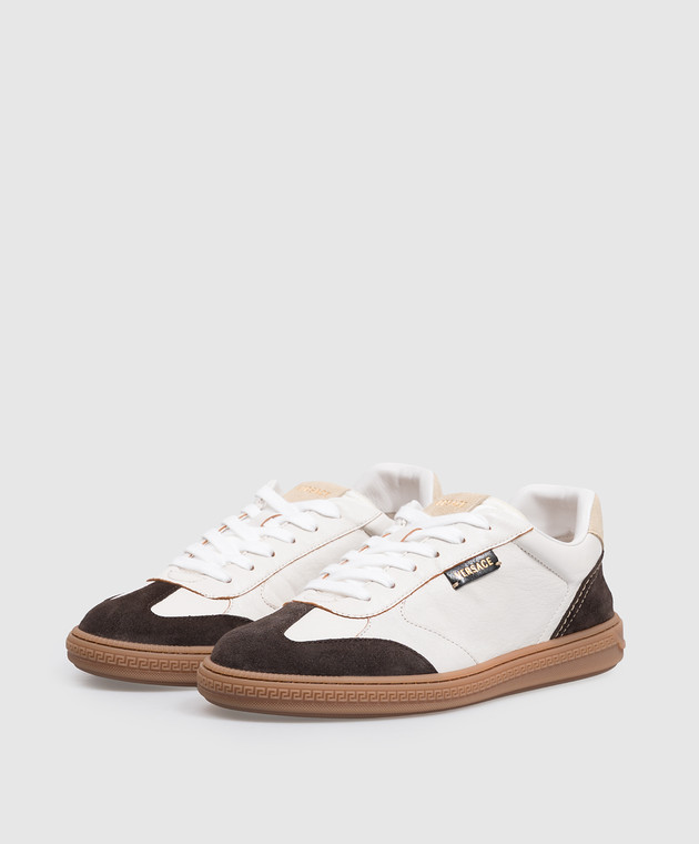 Versace Белые кожаные кроссовки Greca Court 10246551A17776 изображение 2