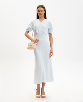 Victoria Beckham Блакитна сукня міді з драпіруванням 1126WDR007038A