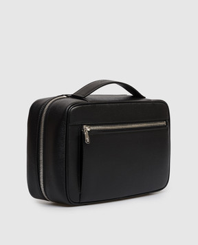 Brunello Cucinelli Чорний шкіряний несесер з тисненням логотипа MWRLBU441