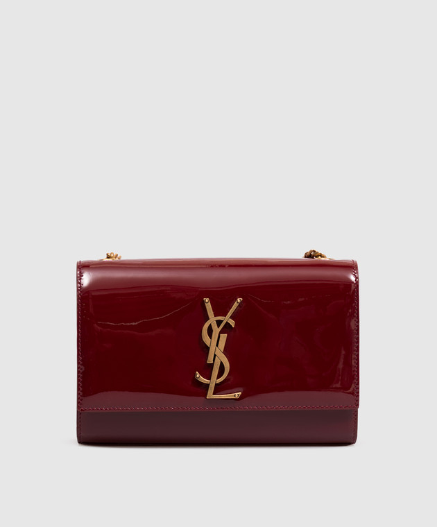 Saint Laurent Бордовая кожаная лакированная сумка Kate 469390B870W